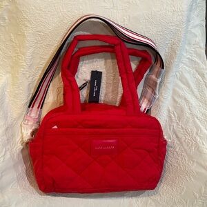 Marc Jacobs The Small Weekender Quilted Nylon Duffle Travel Bag True RED NWT